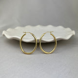 9ct Yellow Gold Oval Shape Round Profile Hoop Earrings 24mm