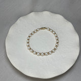 9ct Yellow Gold River Pearl Button Bead Alternating Row Bracelet 6-6.5mm