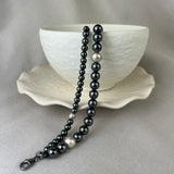 Sterling Silver Hematite Two Row Bead Bracelet SALE