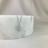 9ct White Gold Aquamarine Diamond Pear Shape Halo Pendant