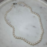 9ct White Gold Akoya Pearl Row Necklace 6.5-7mm