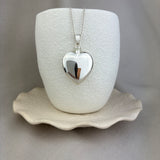 Memorial Locket, Plain Heart Sterling Silver 30x28mm