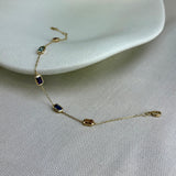 9ct Yellow Gold Multi Gemstone Rectangular Octagonal Rubover Bracelet