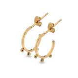 9ct Yellow Gold Tri- Bead Hoop Earrings