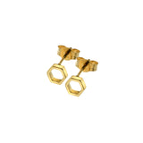 9ct Yellow Gold Open Hexagon Stud Earrings