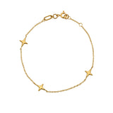 9ct Yellow Gold Beaded Star Station Bracelet