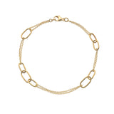 9ct Yellow Gold Oval Link Chain Station Bracelet