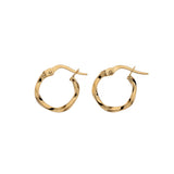 9ct Yellow Gold Twisted Profile Hoop Earrings 14mm