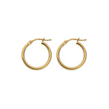 9ct Yellow Gold Round Profile Hoop Earrings 12mm