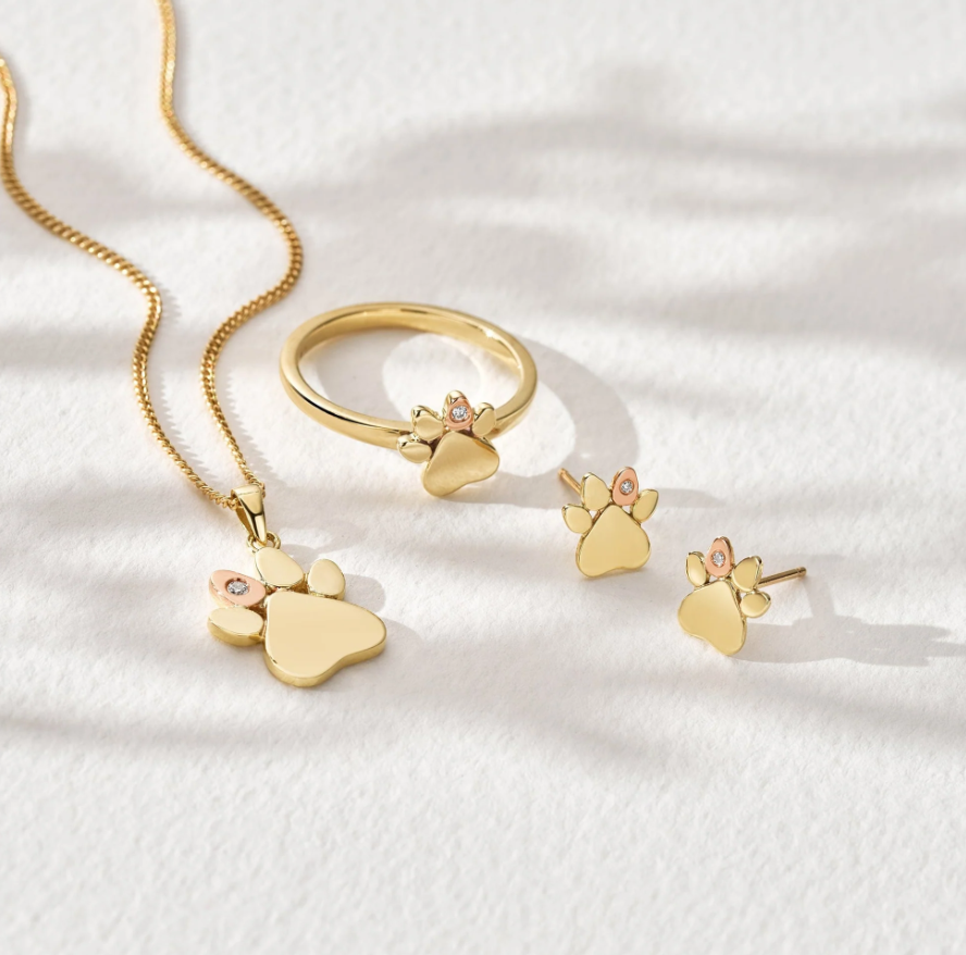 Clogau Paw Prints 9ct Gold Diamond Stud Earrings – WJ Shaw Jewellers