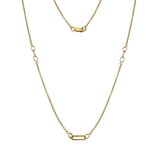 9ct Yellow Gold Paperclip Chain Link Station Necklace