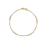 9ct Yellow Gold Chain Link Station Bracelet