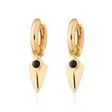 Scream Pretty Black Onyx Shield Charm Hoop Earrings Gold Plated
