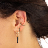 Scream Pretty Slim Black Stone Single Ear Cuff Gold Plated