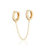 Scream Pretty Chain Linked Mismatched Single Huggie Hoop Earring Gold Plated