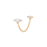 Scream Pretty Chain Linked Droplet Single Stud Earring Gold Plated