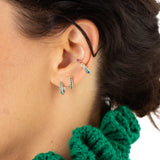 Scream Pretty Green Stones Huggie Hoop Earrings
