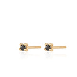 Scream Pretty Black Stones Teeny Tiny Stud Earrings Gold Plated
