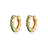 Scream Pretty Green Stones Huggie Hoop Earrings Gold Plated