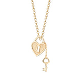 Scream Pretty Heart Shaped Padlock and Key Necklace Gold Plated
