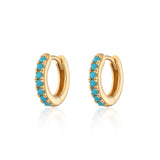 Scream Pretty Turquoise Stones Huggie Hoop Earrings Gold Plated