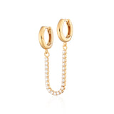 Scream Pretty Tennis Chain Linked Huggie Hoop Single Earring Gold Plated