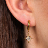 Scream Pretty Starburst Charm Hoop Earrings Gold Plated