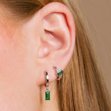 Scream Pretty Baguette Green Charm Hoop Earrings