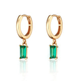 Scream Pretty Baguette Green Charm Hoop Earrings Gold Plated
