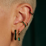Scream Pretty Green Baguette Double Band Single Ear Cuff Gold Plated