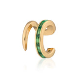 Scream Pretty Green Baguette Double Band Single Ear Cuff Gold Plated