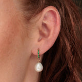 Scream Pretty Emerald Green Baroque Pearl Charm Hoop Earrings Gold Plated