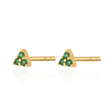 Scream Pretty Green Stones Trinity Stud Earrings Gold Plated