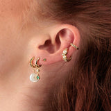 Scream Pretty Green Stones Trinity Stud Earrings Gold Plated