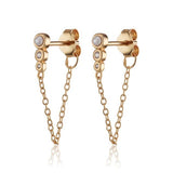Scream Pretty Hannah Martin Chained Pearl Drop Stud Earrings Gold Plated