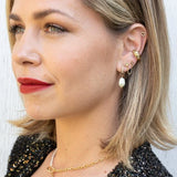 Scream Pretty Hannah Martin Sparkle Baroque Pearl Charm Hoop Earrings Gold Plated