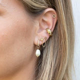 Scream Pretty Hannah Martin Sparkle Baroque Pearl Charm Hoop Earrings Gold Plated