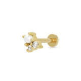 Scream Pretty Hannah Martin Pearl Sparkle Flat Back Single Stud Earring Gold Plated