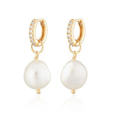 Scream Pretty Hannah Martin Sparkle Baroque Pearl Charm Hoop Earrings Gold Plated