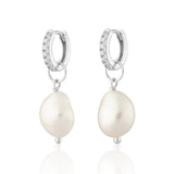Scream Pretty Hannah Martin Sparkle Baroque Pearl Charm Hoop Earrings