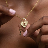 Scream Pretty Heart Shaped Padlock and Key Necklace Gold Plated