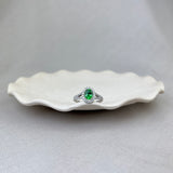 18ct White Gold Tsavorite Garnet Diamond Oval Halo Cocktail Ring