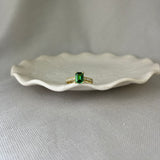 18ct Yellow Gold Tsavorite Garnet Diamond Solitaire Sparkle Shoulder Ring