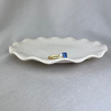 18ct Yellow Gold Square Blue Sapphire Diamond Trilogy Ring