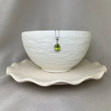 9ct White Gold Peridot Diamond Pear Shape Pendant