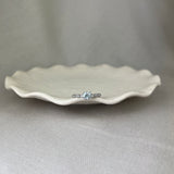 9ct White Gold Aquamarine Diamond Scalloped Shoulder Ring