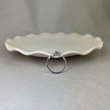 9ct White Gold Aquamarine Diamond Scalloped Shoulder Ring