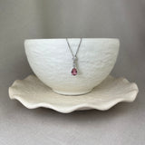 18ct White Gold Pink Tourmaline Diamond Pear Shape Pendant