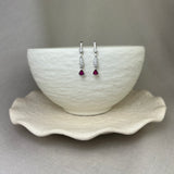 18ct White Gold Ruby Diamond Bijou Kite Drop Earrings