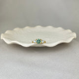 18ct Yellow Gold Enhanced Green Diamond Trilogy Ring